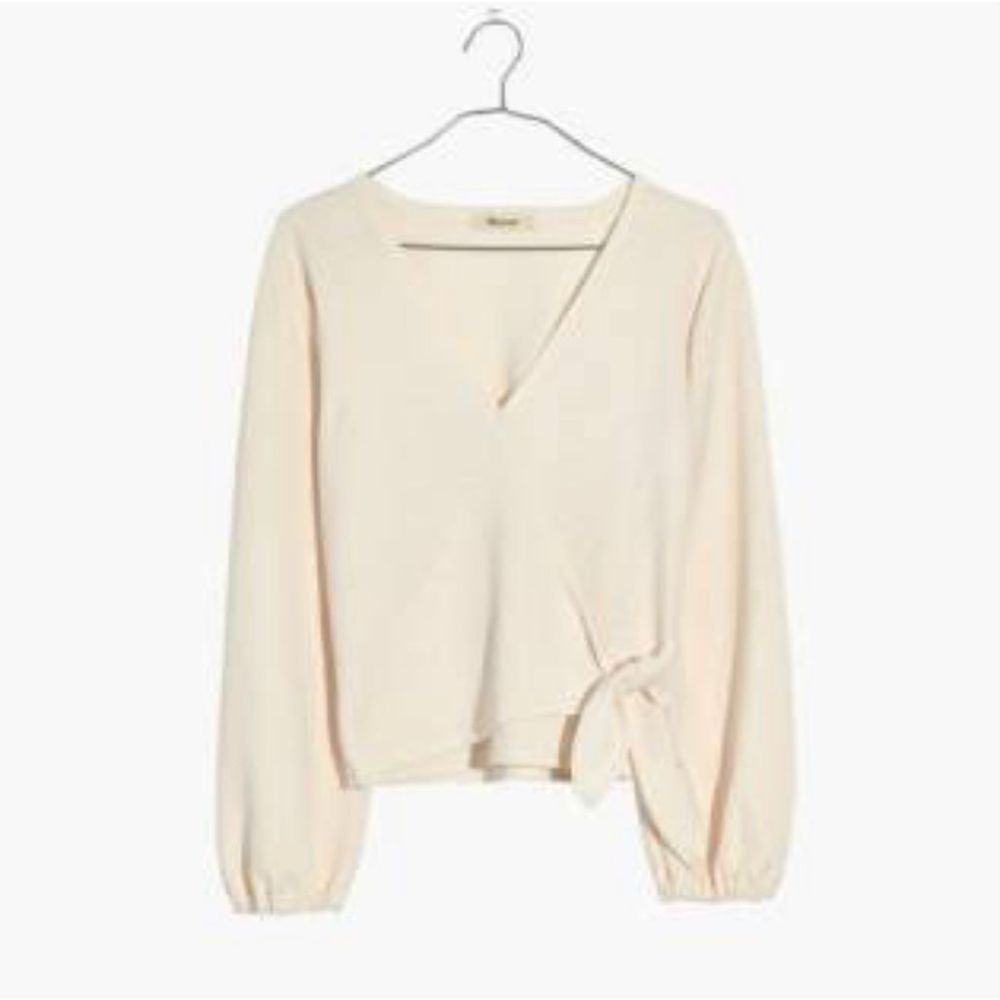 Madewell Texture & Thread Crepe Wrap Top white cream xs new